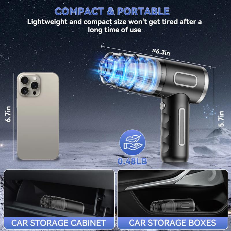 Handheld Wireless Car Vacuum Cleaner, High-Power Car Vacuum Cleaner and Air Dust Collector, 4-In-1 Portable Mini Car Vacuum Cleaner, Handheld Car and Home Vacuum Cleaner, Suitable for Home, Car, Office, and Pets.