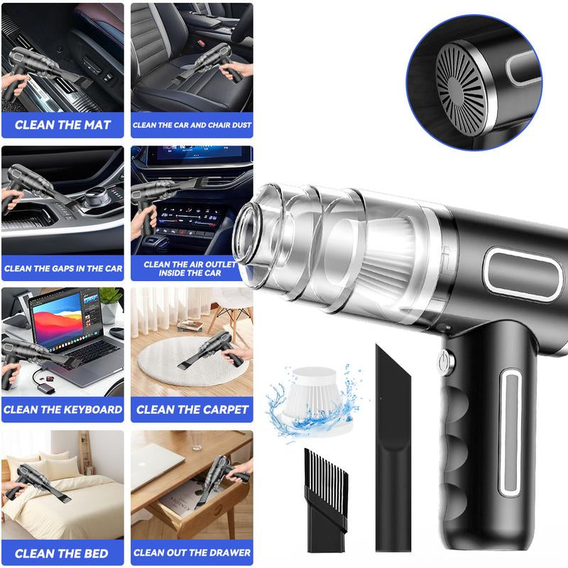 Handheld Wireless Car Vacuum Cleaner, High-Power Car Vacuum Cleaner and Air Dust Collector, 4-In-1 Portable Mini Car Vacuum Cleaner, Handheld Car and Home Vacuum Cleaner, Suitable for Home, Car, Office, and Pets.