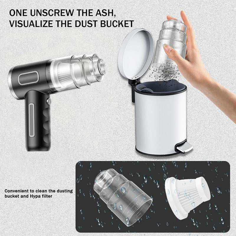 Handheld Wireless Car Vacuum Cleaner, High-Power Car Vacuum Cleaner and Air Dust Collector, 4-In-1 Portable Mini Car Vacuum Cleaner, Handheld Car and Home Vacuum Cleaner, Suitable for Home, Car, Office, and Pets.