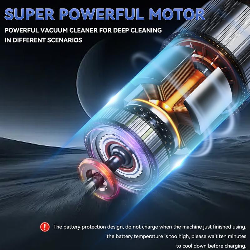 Handheld Wireless Car Vacuum Cleaner, High-Power Car Vacuum Cleaner and Air Dust Collector, 4-In-1 Portable Mini Car Vacuum Cleaner, Handheld Car and Home Vacuum Cleaner, Suitable for Home, Car, Office, and Pets.